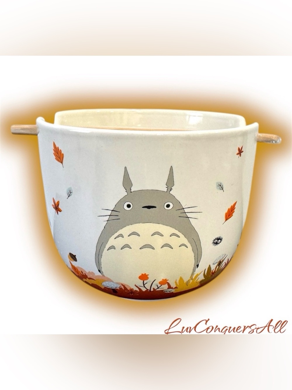 Studio Ghibli My Neighbor Totoro Floral Fall Icons Ramen Bowl With Chopsticks